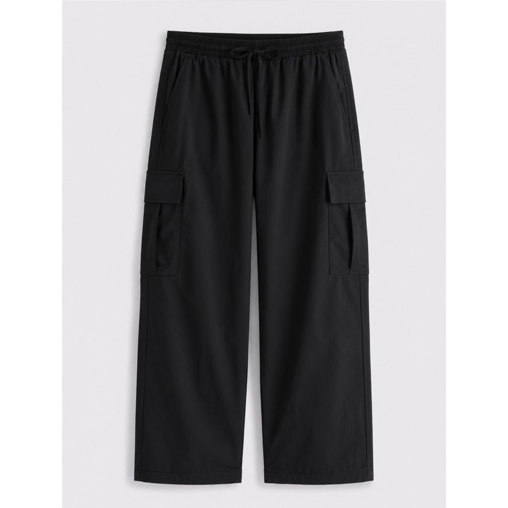 Abercrombie & Fitch Black Cargo Parachute Pants XS Drawstring Wide Leg